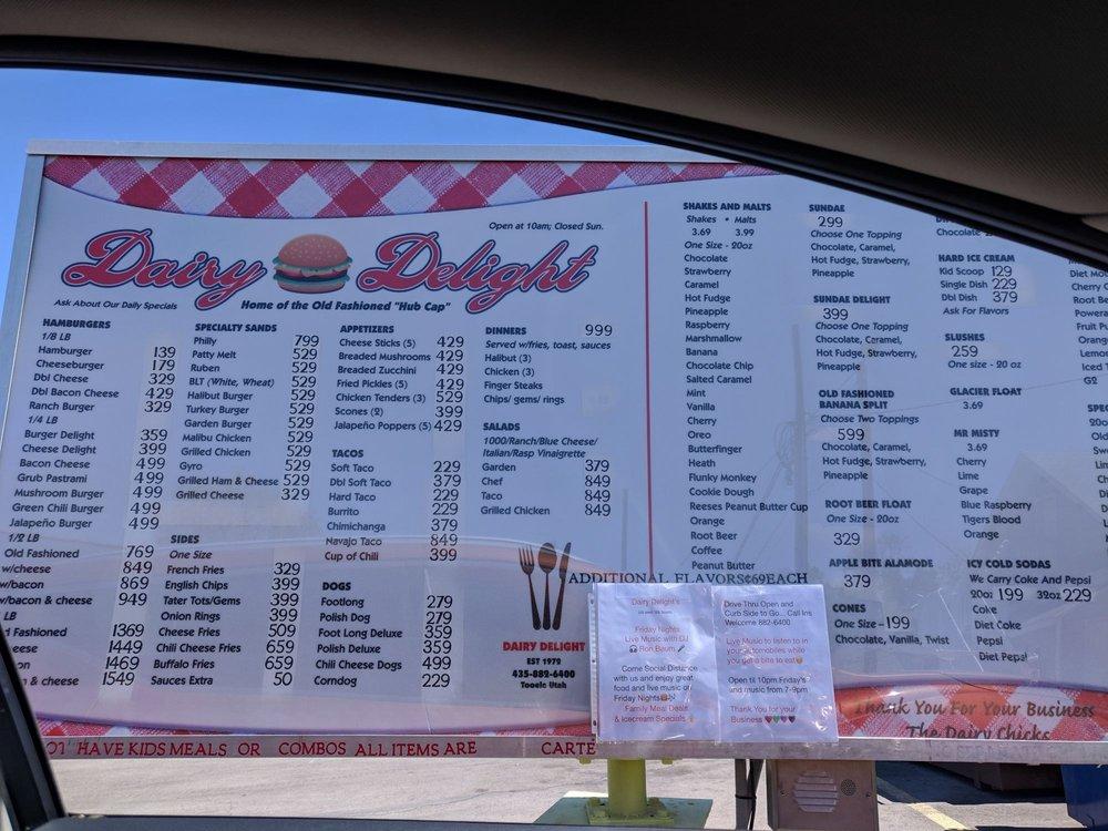 Menu at Dairy Delight restaurant, Tooele