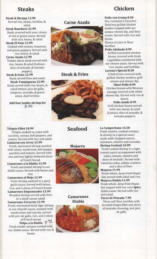 Menu at El Paso Grill Mexican Restaurant, Pageland