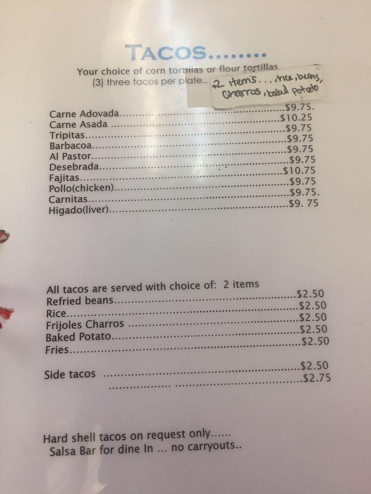 Menu at El Taco Loco restaurant, Farmington