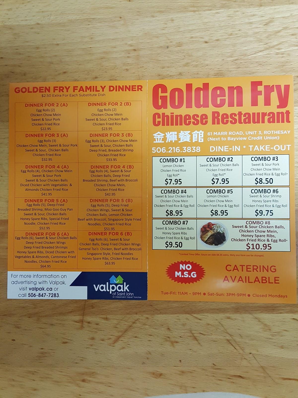 Menu at Golden Fry Chinese Restaurant, Rothesay