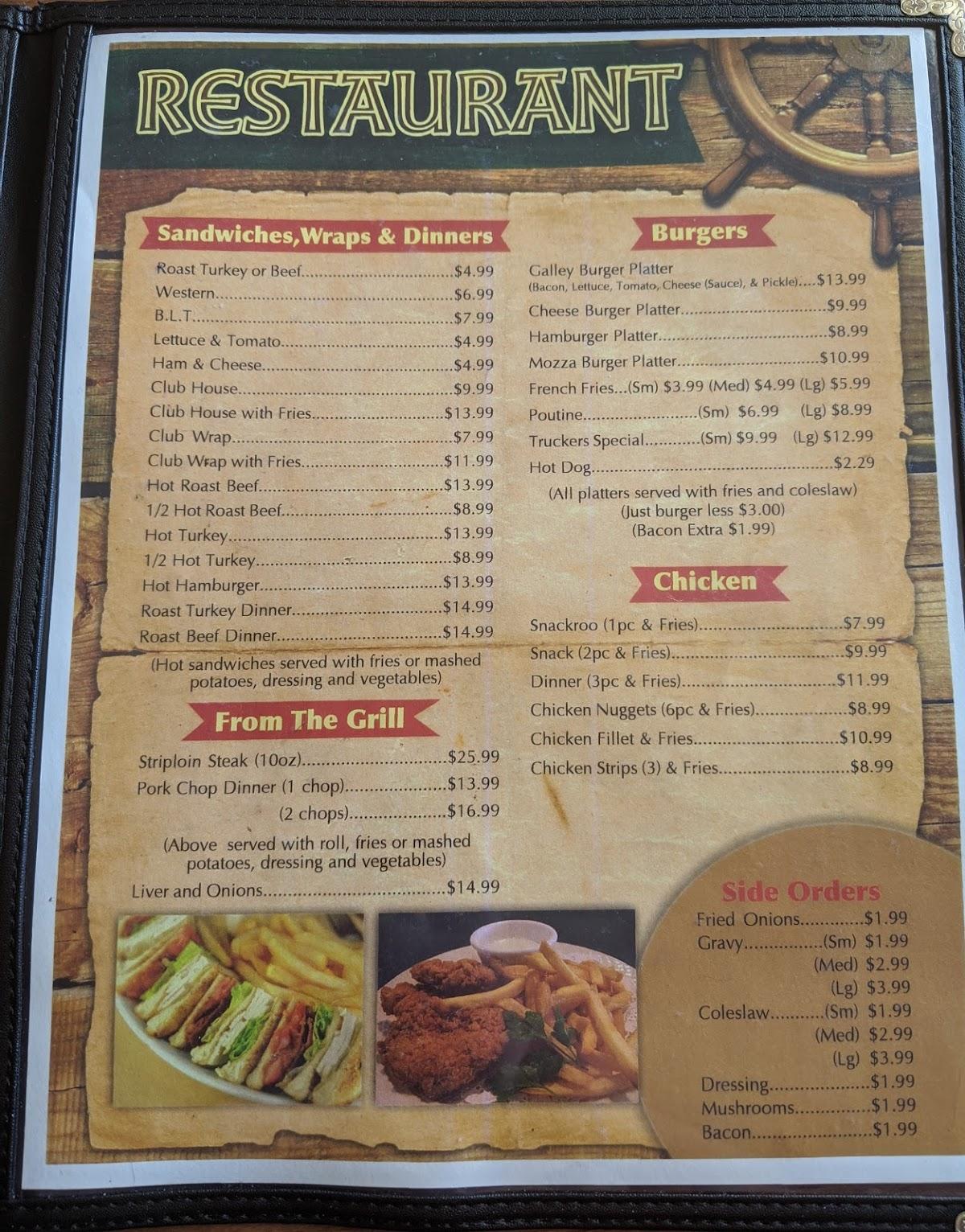 Menu at Galley Restaurant, Port Rexton, 230 Newfoundland and Labrador