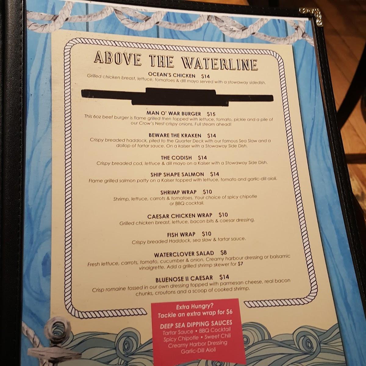 Menu at Cat's Fish & Chips restaurant, Ottawa