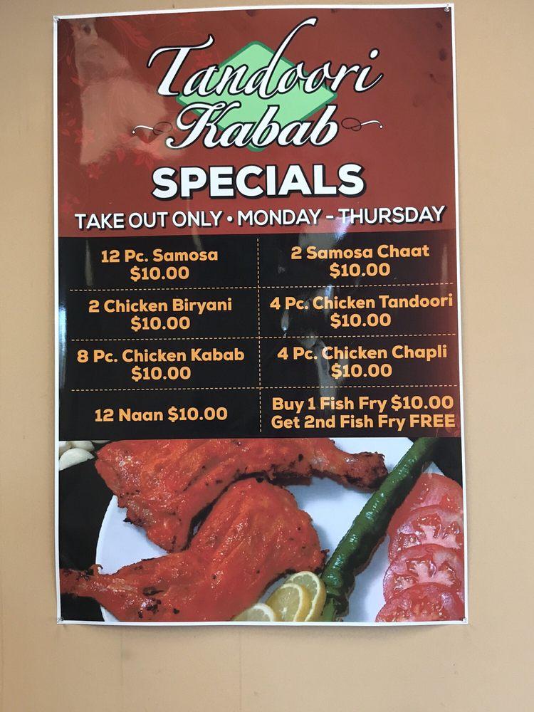 Menu at Tandoori Kabab restaurant, Voorhees Township