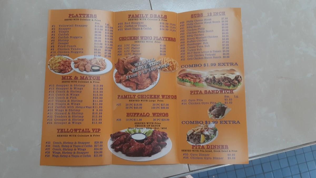 Menu at Yellow Tail Sub & Grill restaurant, Goulds