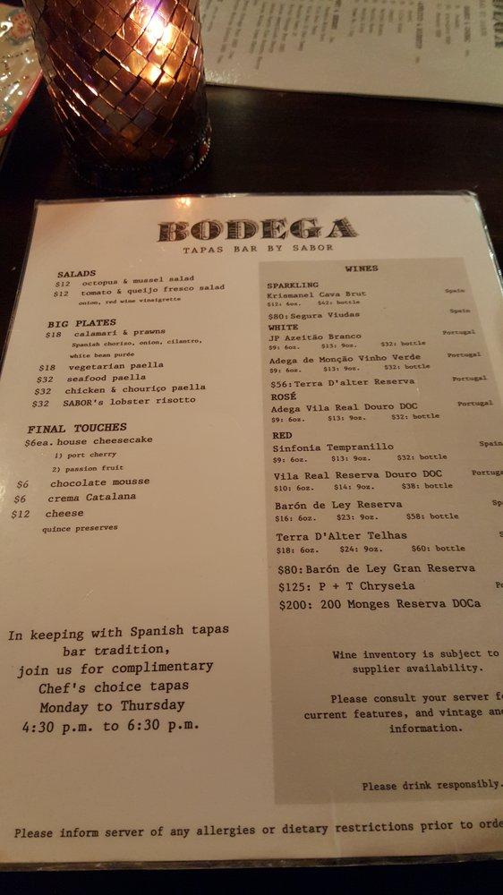 Menu at Bodega Highlands pub & bar, Edmonton