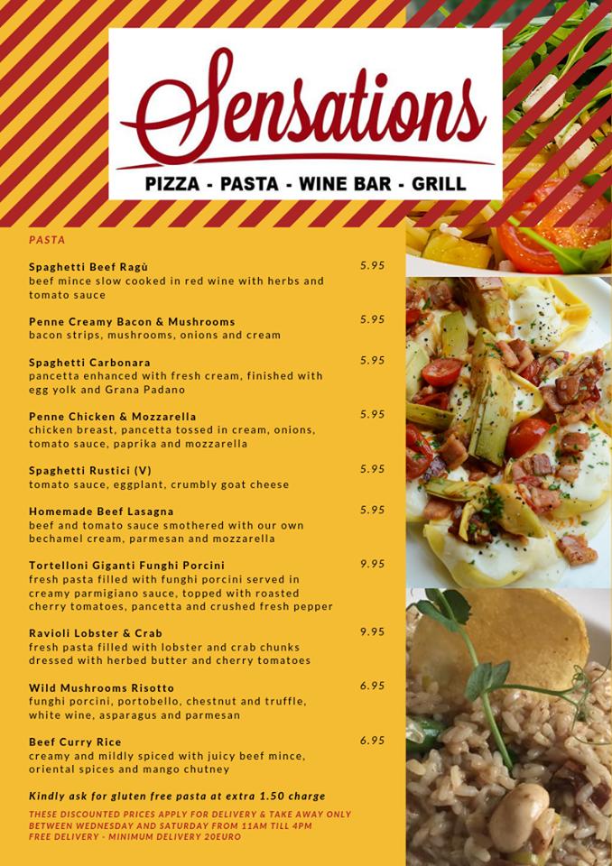 Menu at Sensations Wine Bar Pizzeria & Grill, Birkirkara