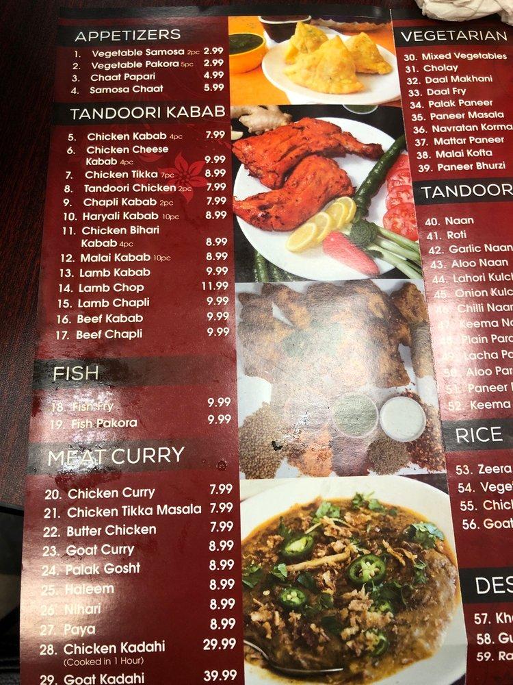 Menu at Tandoori Kabab restaurant, Voorhees Township