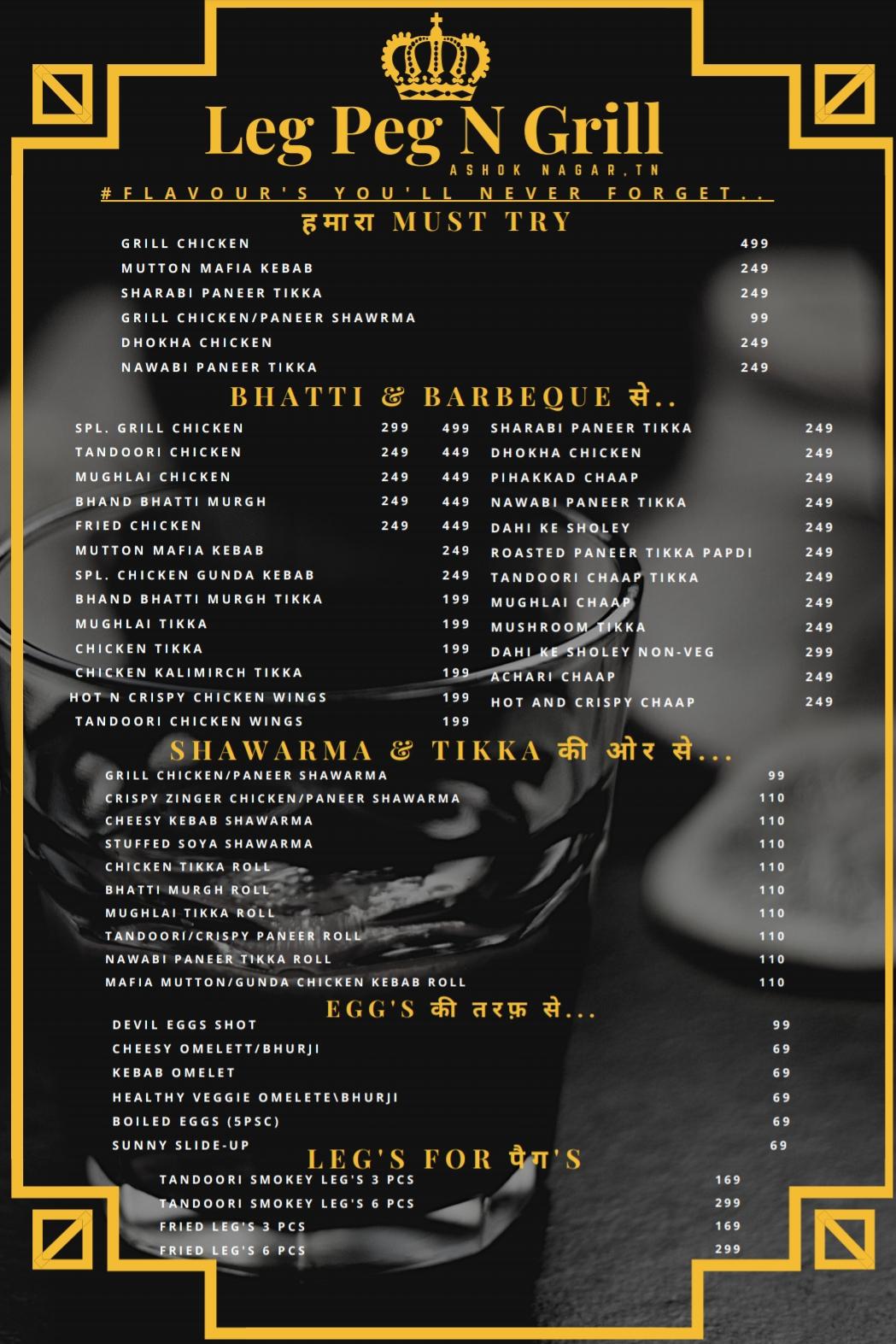Menu at Leg Peg N Grill, New Delhi