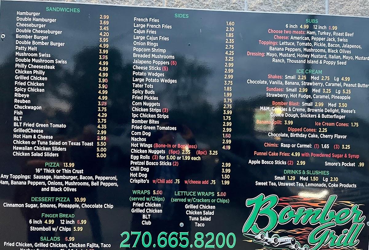 Menu at Bomber Grill restaurant, La Center