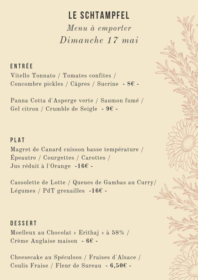 Menu at Restaurant Le Schtampfel, Bœrsch