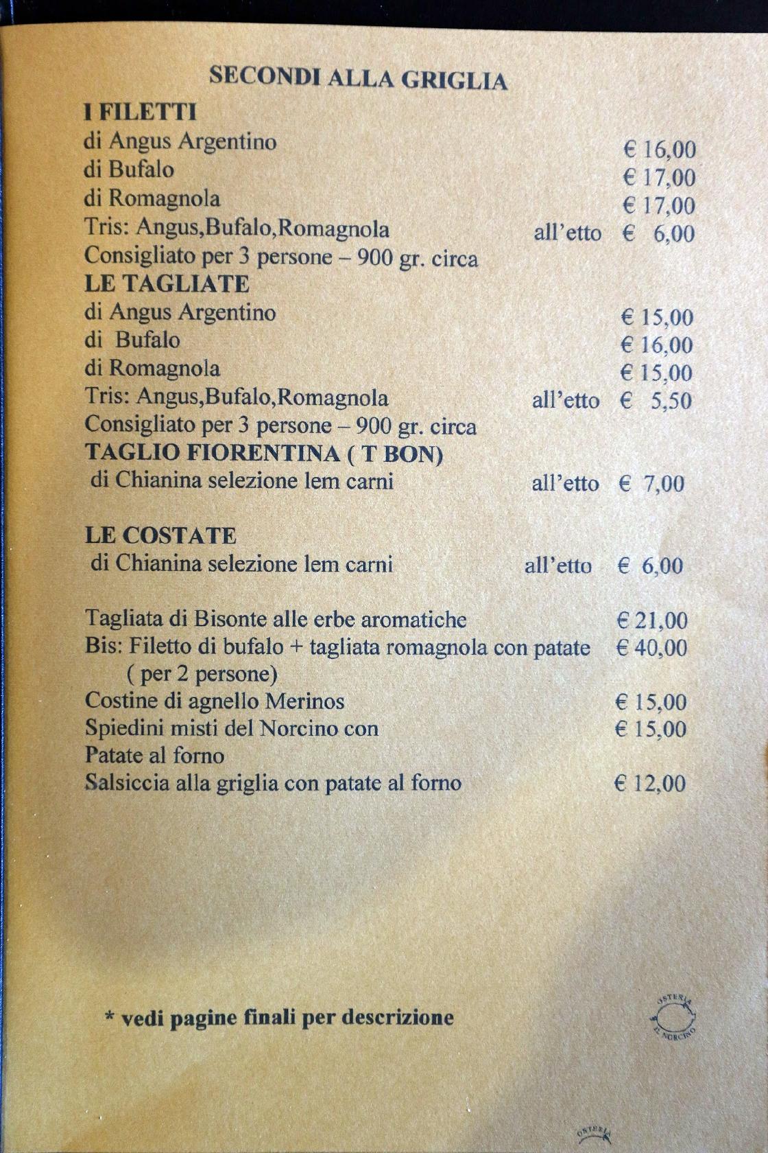 Menu Da Osteria Il Norcino Ristorante Parma Via Colorno