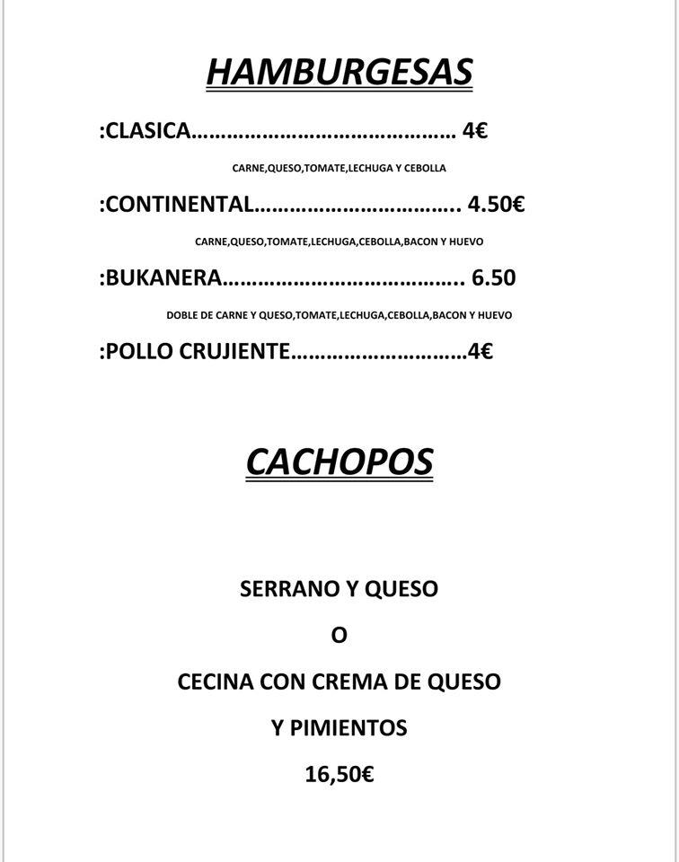 Menu At Piscinas The BAR Castronu o
