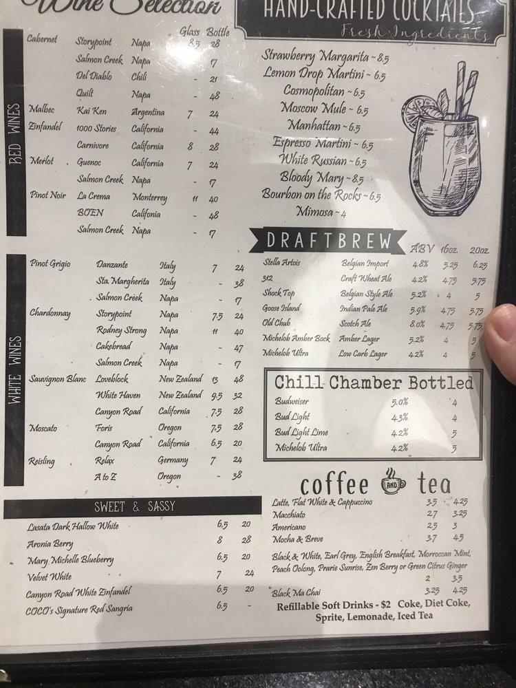 Menu at Coco's Cafe and Wine Bar, Lawrenceville