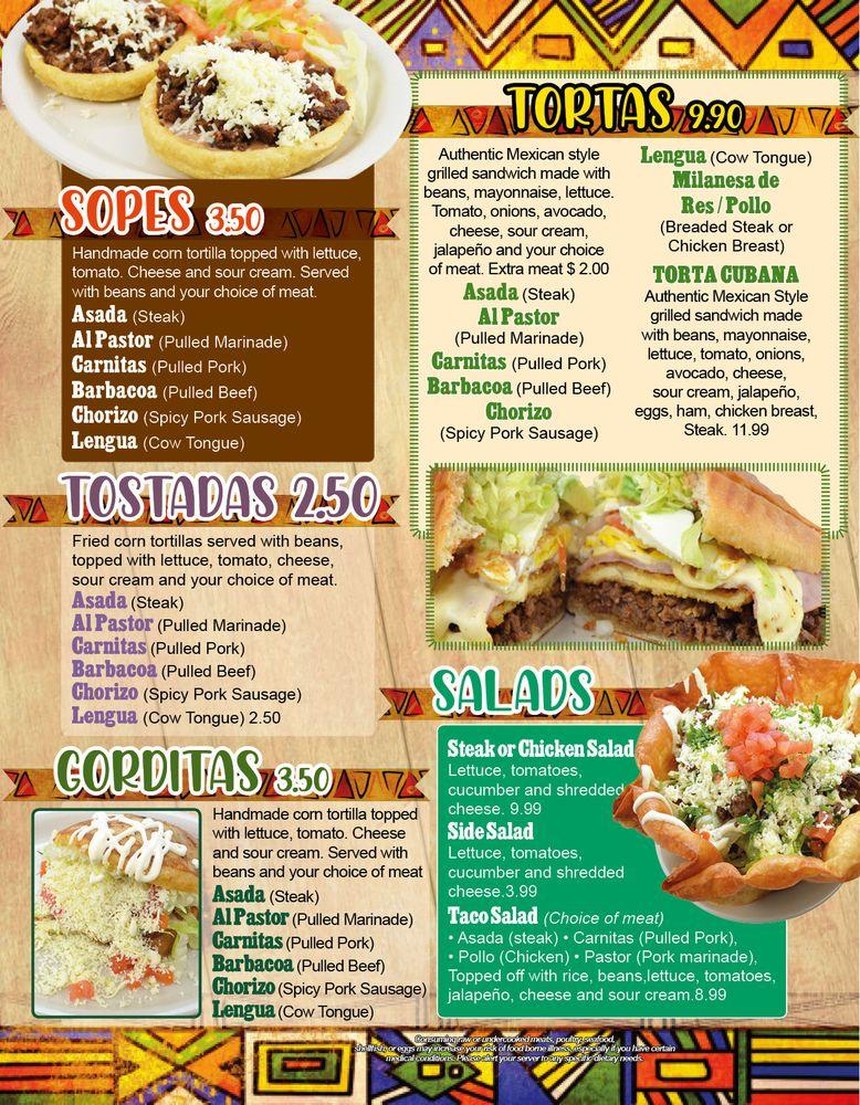 Menu at Kimberly Mexican Restaurant and Store, Wisconsin Dells