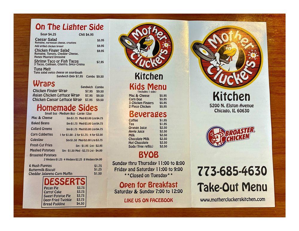 Menu at Mother Cluckers Kitchen Chicago restaurant, Chicago