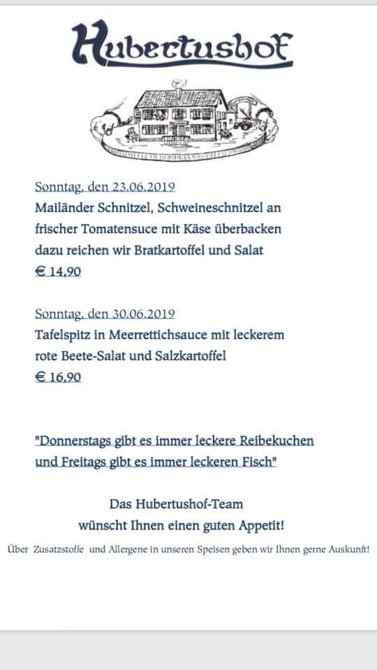 Hubertushof Loope restaurant, Engelskirchen Restaurantspeisekarten