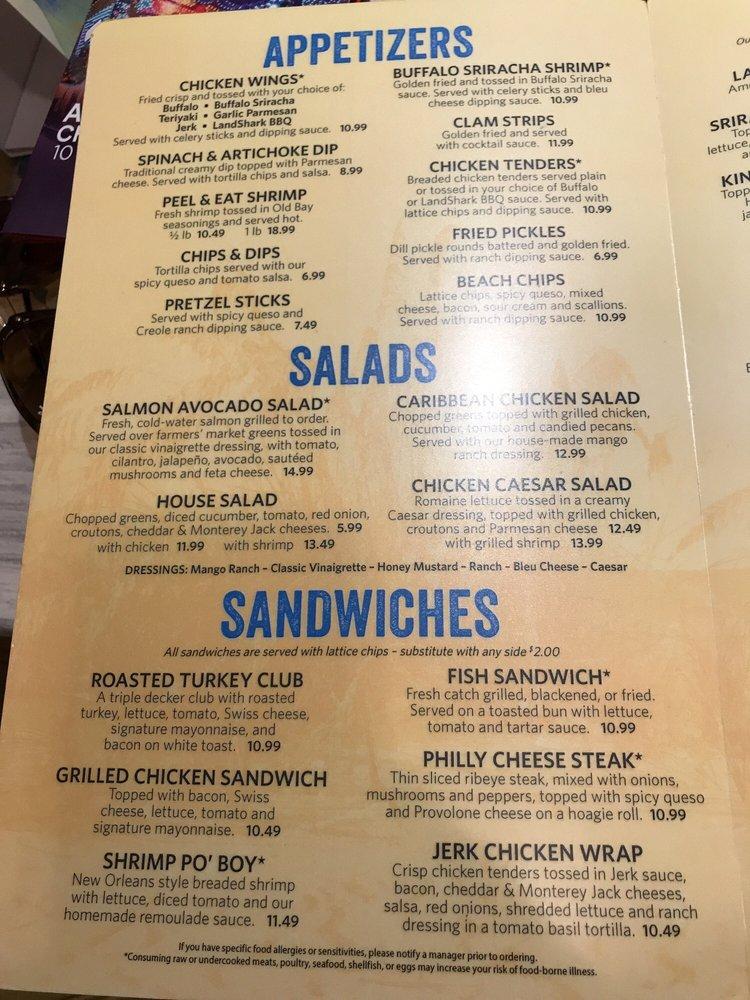 Menu at LandShark Bar & Grill, Gatlinburg