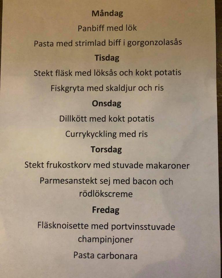 Menu at The Leprechaun Pub, Karlstad