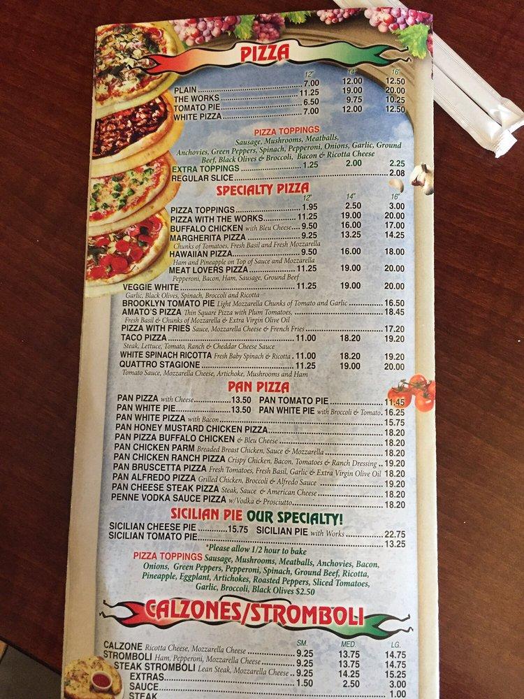 Menu At Amatos Pizza Pizzeria Fairless Hills 116 Trenton Rd