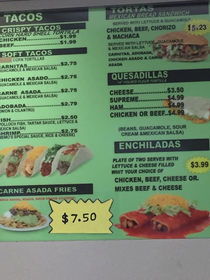 Carta del restaurante California Burrito, Des Moines