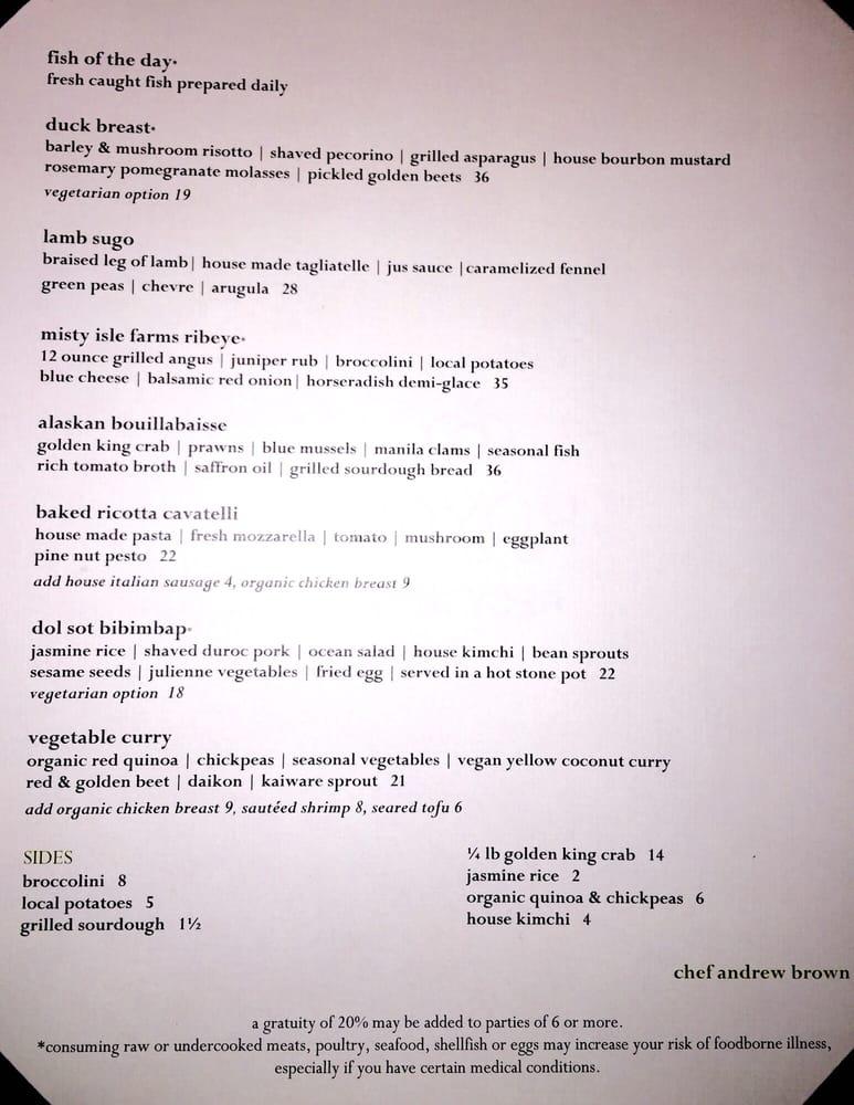 Menu at Jack Sprat pub & bar, Anchorage