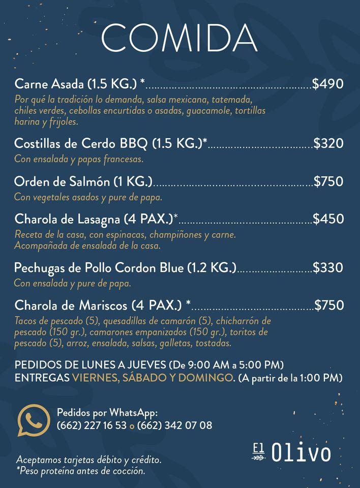 Menu at El Olivo Restaurante, Hermosillo