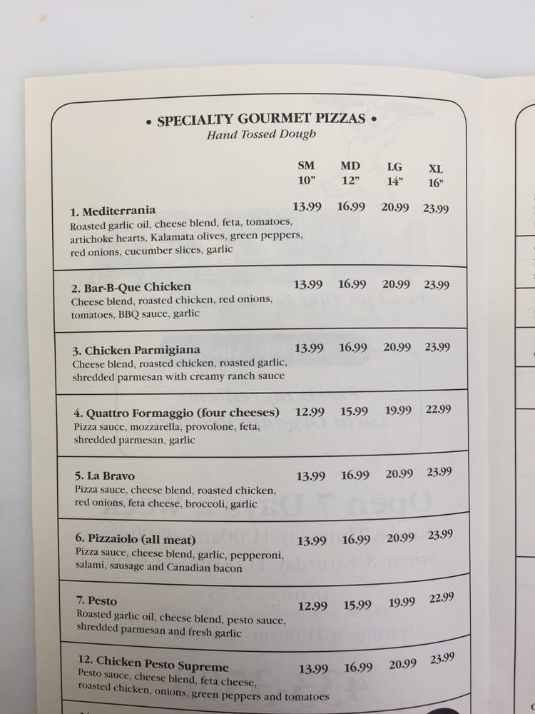 Menu at La Pizza pizzeria, Healdsburg