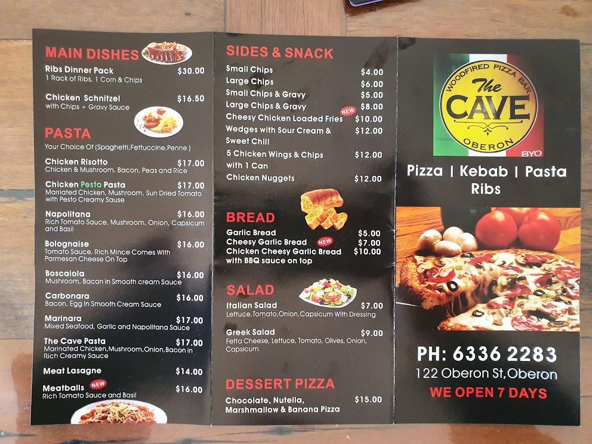 Menu At The Cave Pizza Bar Oberon   R7e1 Menu The Cave Pizza Bar 