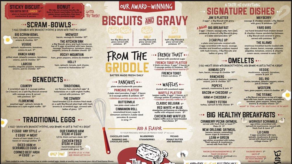 Menu at The Big Biscuit restaurant, Topeka