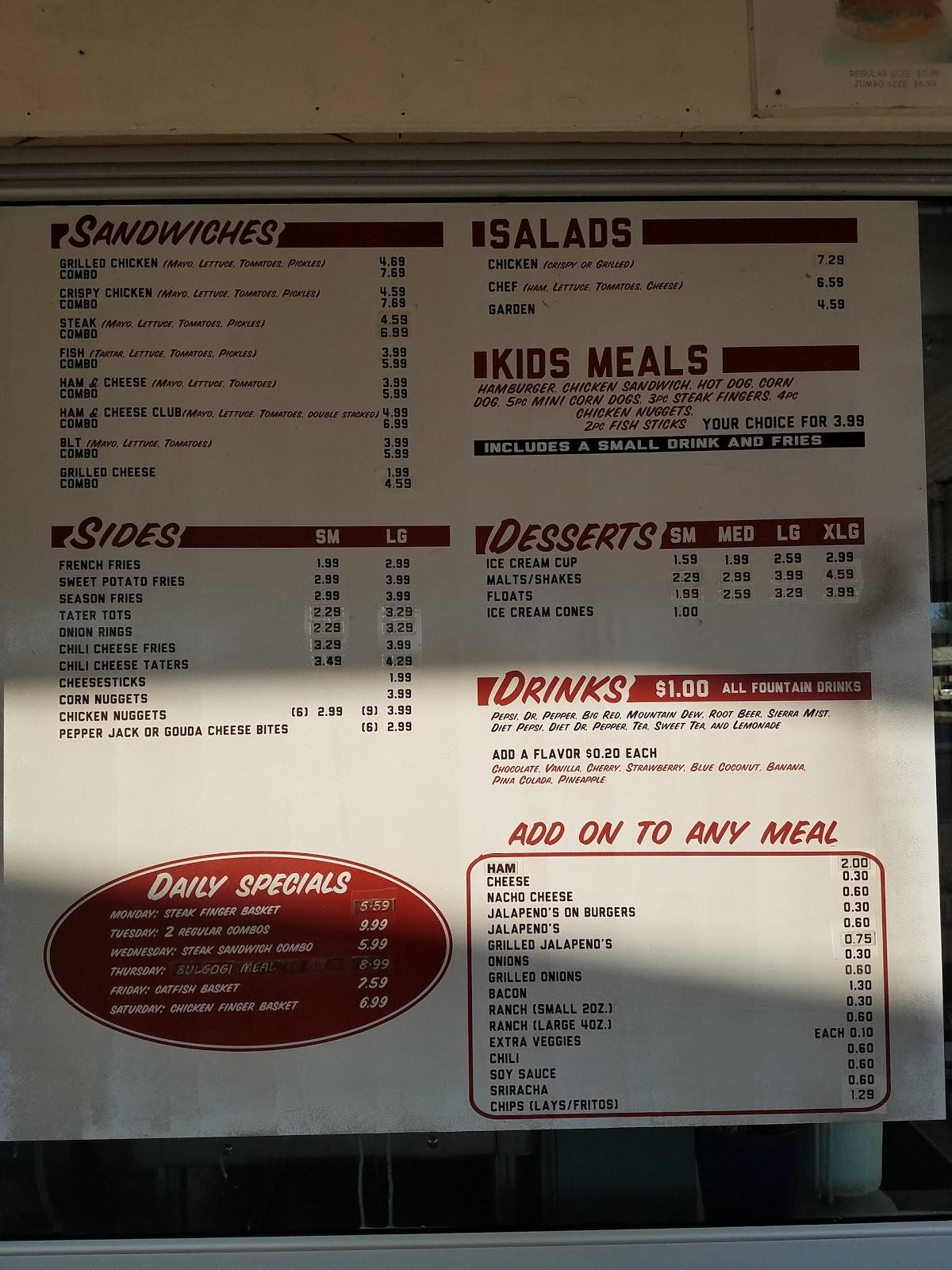 Menu at Burger Boy fast food, Gatesville