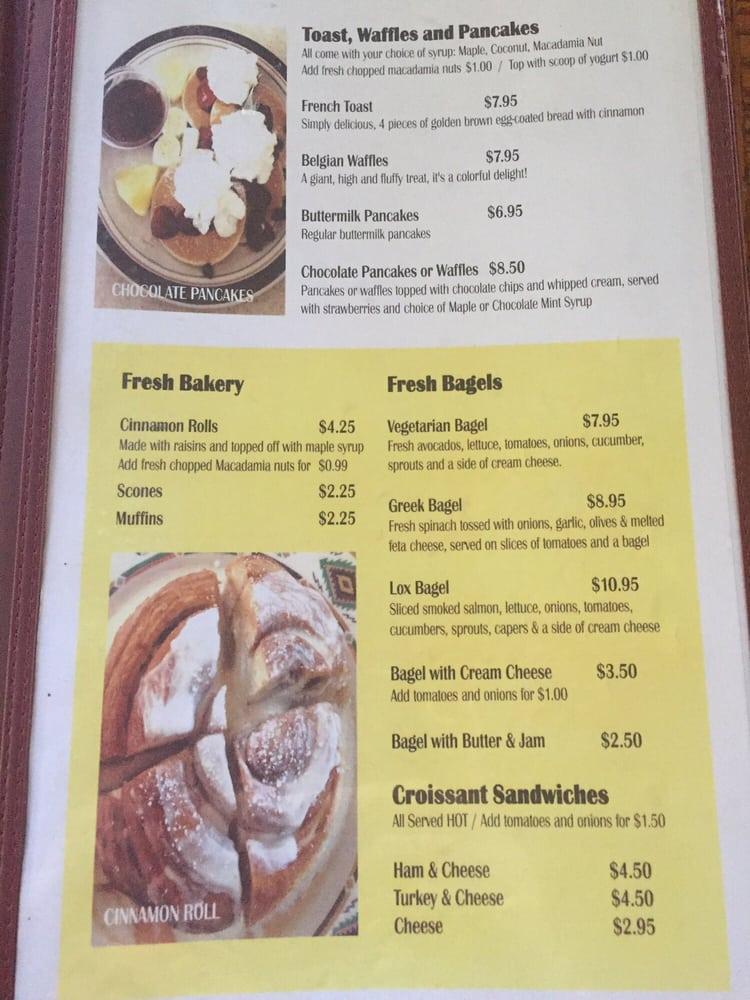 Menu at Sunrise Cafe, Lahaina