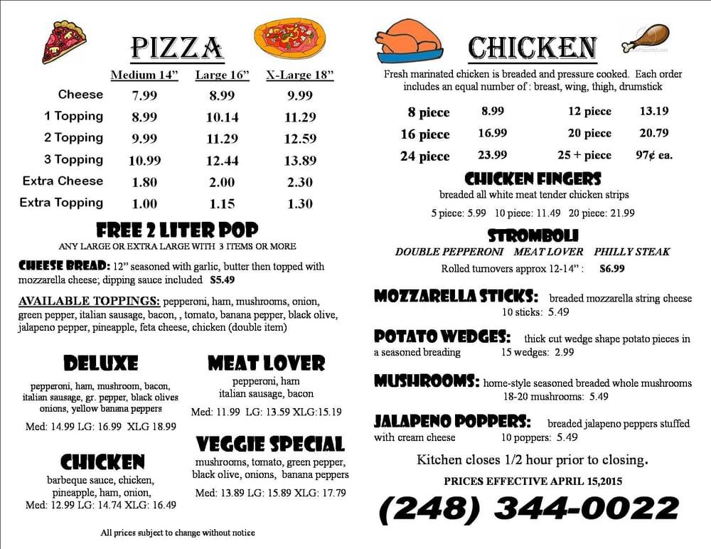 Menu at Country Fair Market pizzeria, Novi