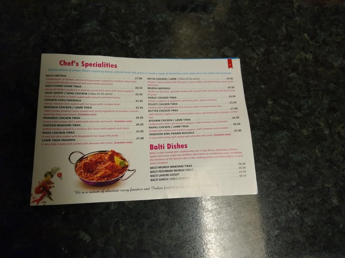 Menu at Westhoughton Indian Tandoori Takeaway fast food, Bolton