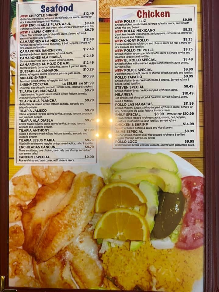 Menu at Las Maracas Mexican Restaurant, Bar and Grill, Tahlequah