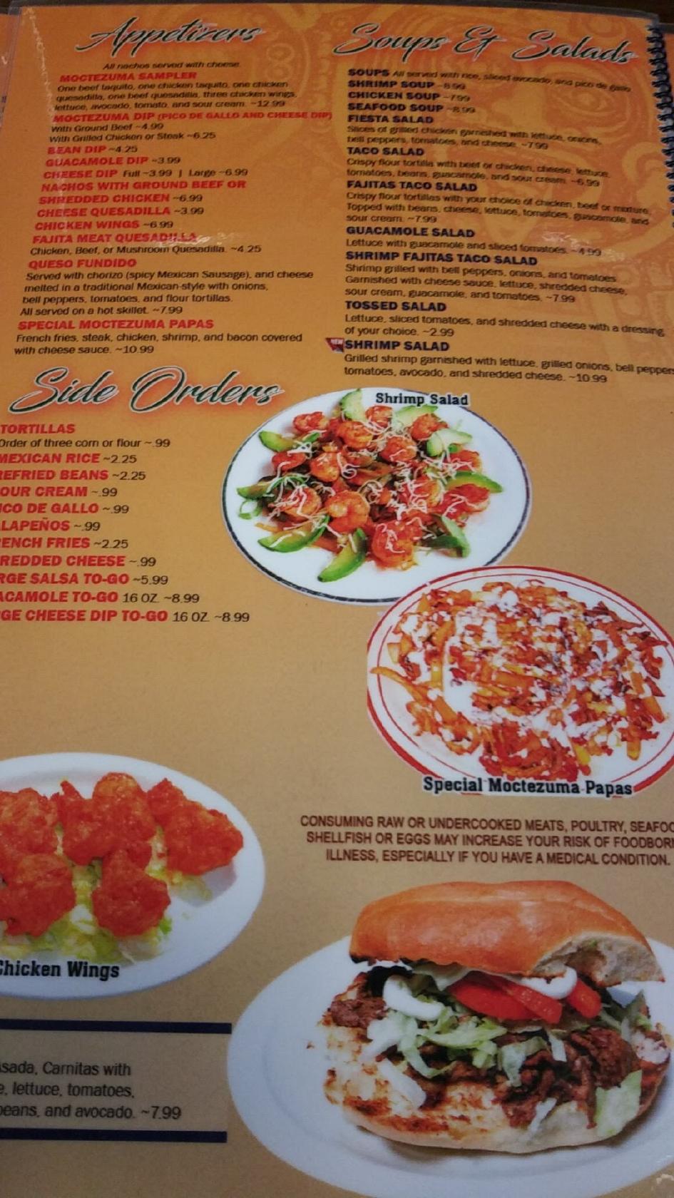 Menu at Moctezuma Grill 2 restaurant, Wynne