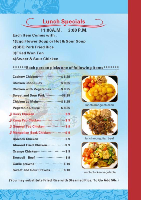 Menu at Phoenix Pavilion Chinese Restaurant, Stanwood