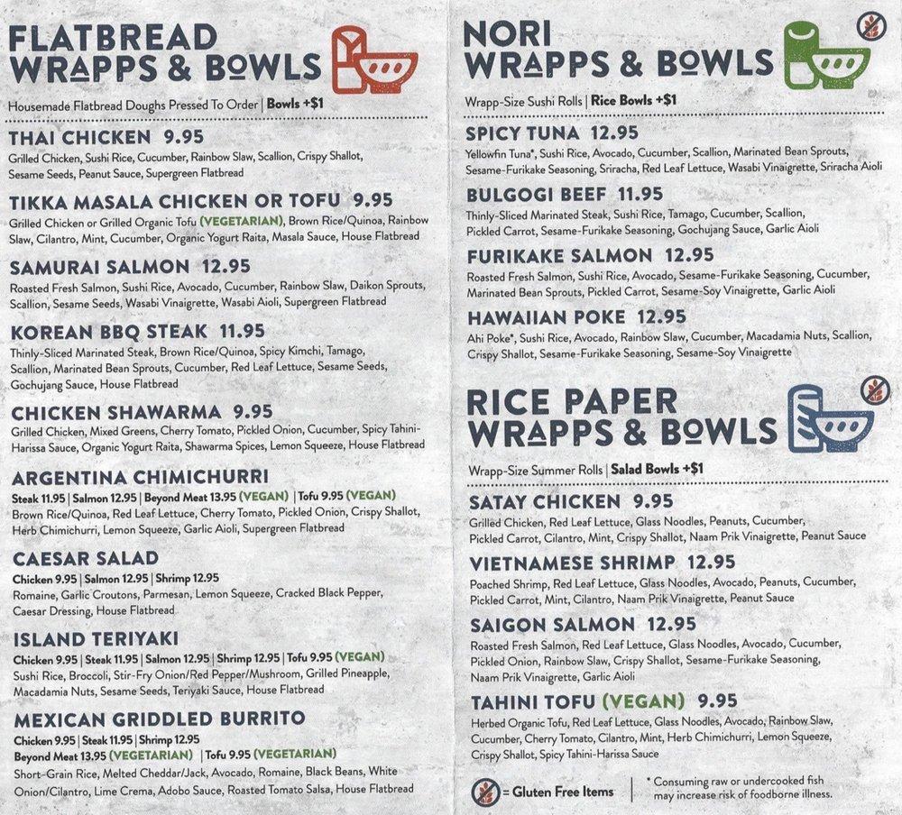 Menu at World Wrapps 2.0 fast food, San Francisco, Chestnut St