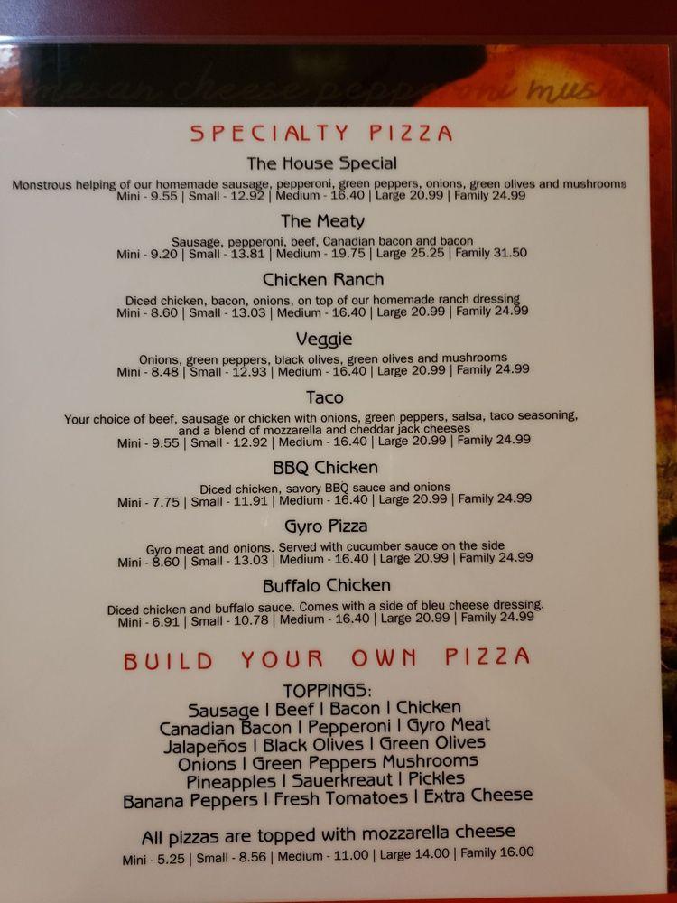 Menu at Hearthside Pizza restaurant, Saint Paul