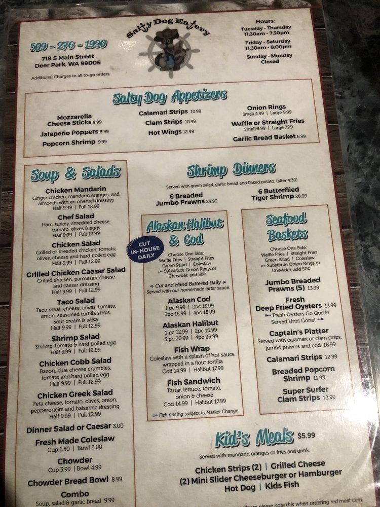 Menu at Salty Dog Eatery restaurant, Deer Park