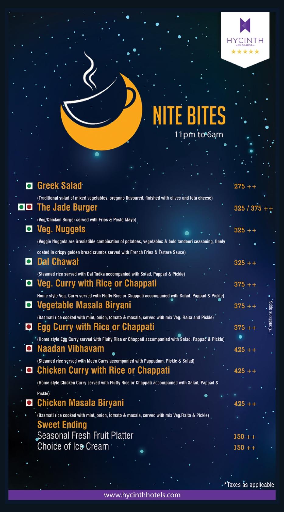 Menu at NITE BITES, Thiruvananthapuram