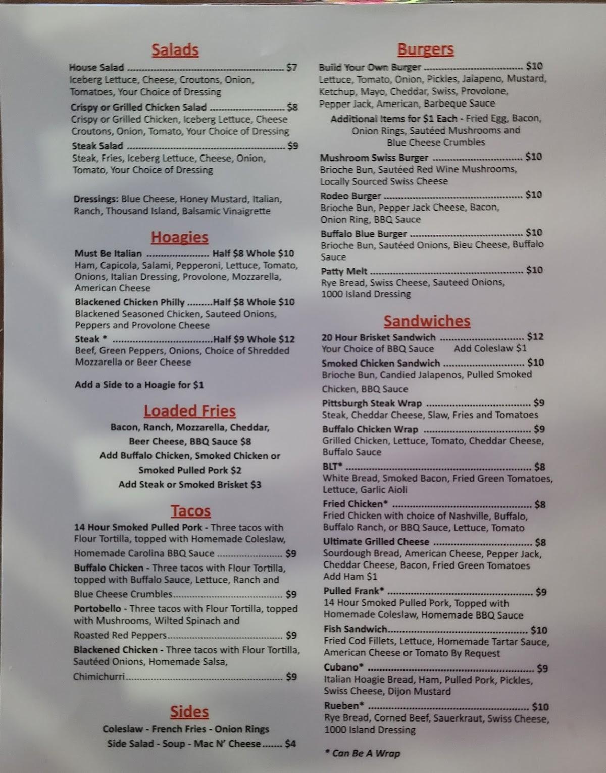 Menu At Porkys Bar And Grill, Etna