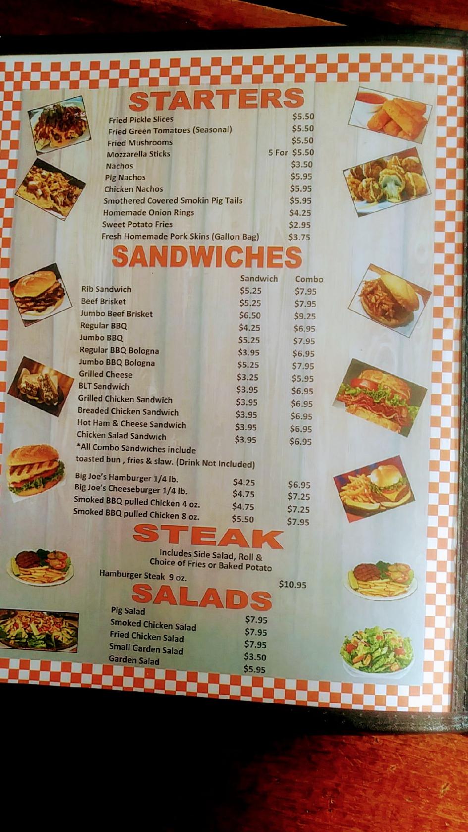 Menu at Smokey Joes BBQ, Selmer, 304 E Poplar Ave #1724