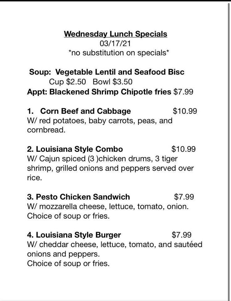 Menu at The Corner Cafe, Griffin