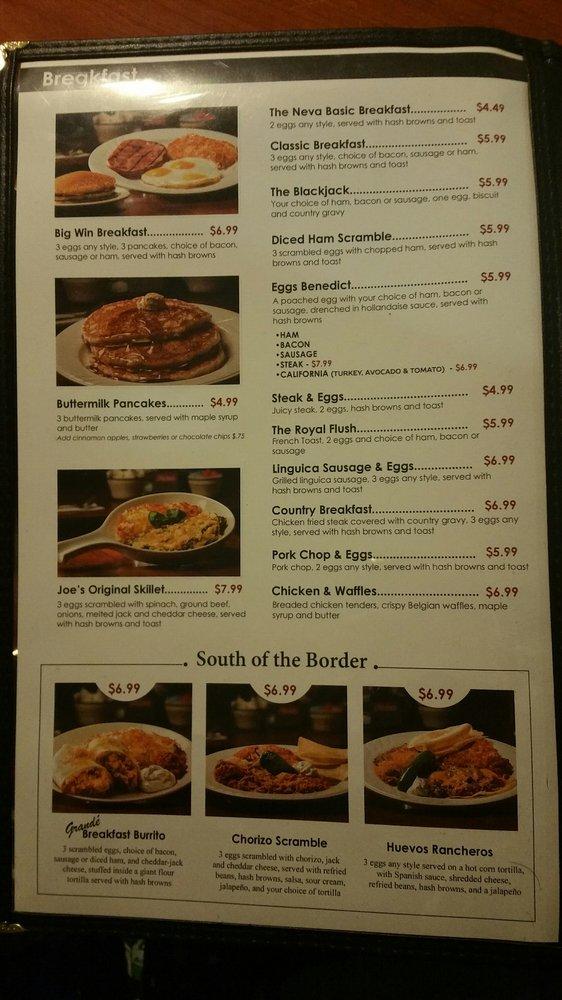 Menu at Top Deck restaurant, Reno