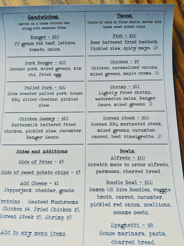 Menu at Sip pub & bar, Plattsburgh