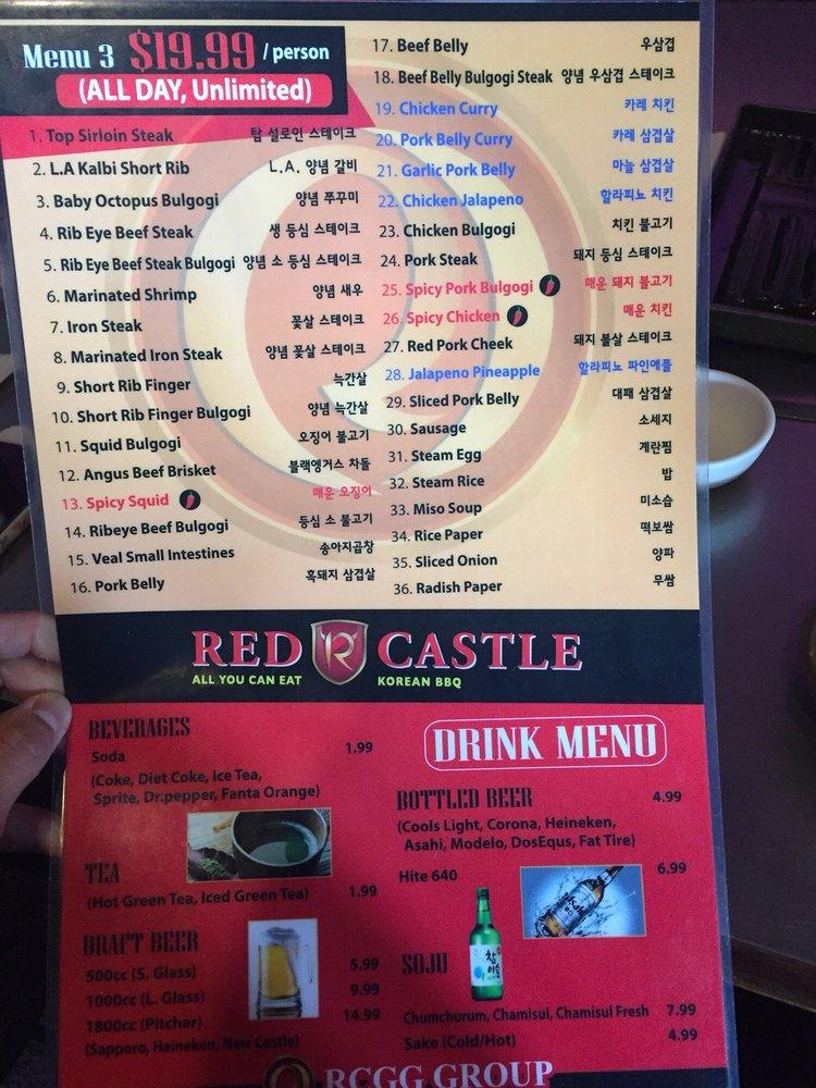 Menu At Red Castle Korean BBQ, Garden Grove