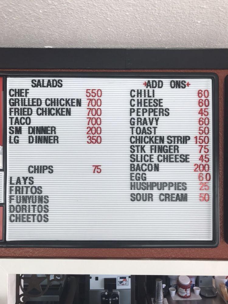 Menu at Bevos DriveIn fast food, Vernon