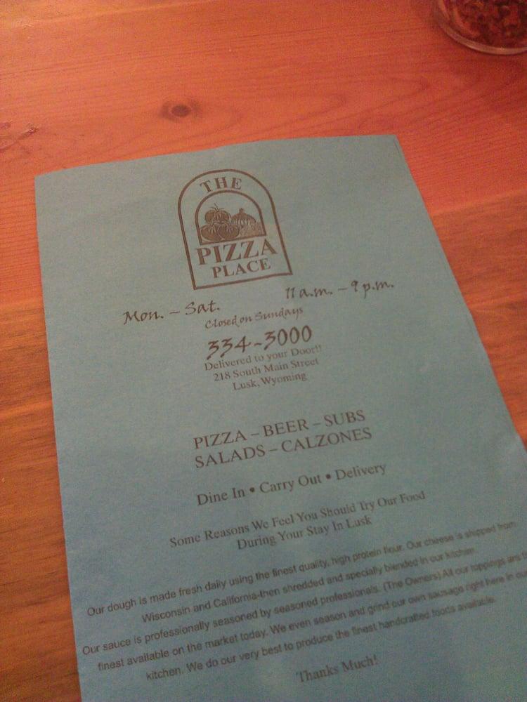 Menu at Pizza Place pizzeria, Lusk