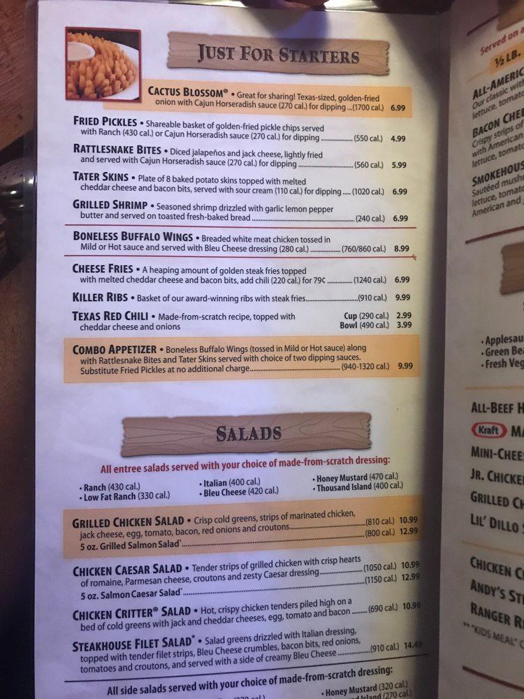 Menu At Texas Roadhouse BBQ Bedford Crystal Spgs St