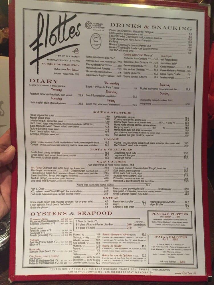 Menu at Burger By Flottes restaurant, Paris, 2 Rue Cambon